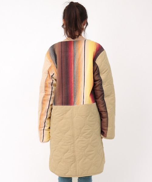 チチカカ（チチカカ）の「【ユニセックス】ジャガード×キルトコンビコート（ノーカラーコート・レディース・ブラック/ベージュ・FREE）」の7枚目の写真