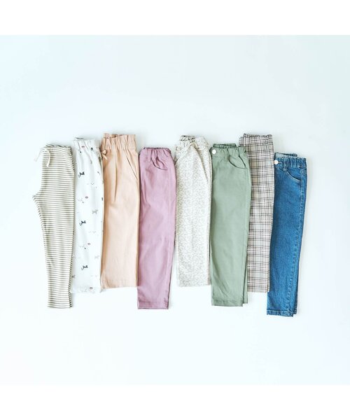 apres les cours（アプレレクール）の「ウエストフリル/7days Style pants_ストレッチ（その他パンツ・キッズ・チャコール/アイボリー/ピンク/ブルー/ベージュ/ラベンダー・110/90/80/130/120/100）」の7枚目の写真