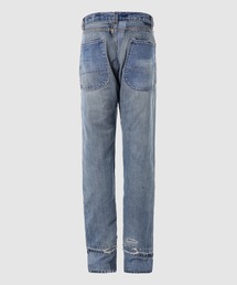 【売り切りセール】 GREG LAUREN デニムカラーネルシャツ Greg Lauren ダメージ デニムジャケット | ブルー | FARFETCH JP