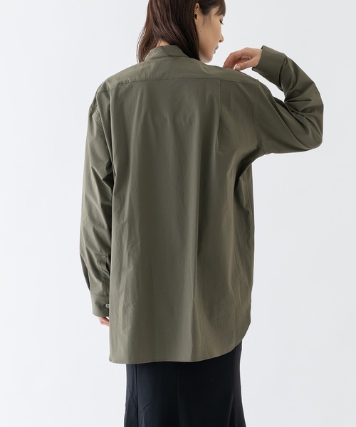 BRICK & SONS（ブリックアンドサンズ）の「CORDURAリップストップ リラックスバンドカラーシャツ＜カーキグリーン＞（シャツ/ブラウス・メンズ・カーキ・LL/S/M/L/XS）」の9枚目の写真