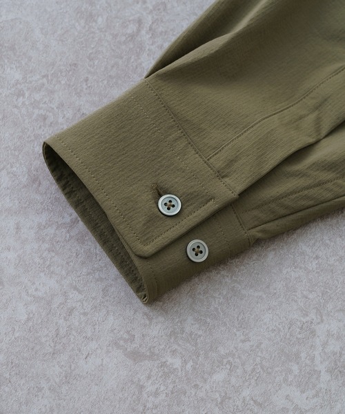 BRICK & SONS（ブリックアンドサンズ）の「CORDURAリップストップ リラックスバンドカラーシャツ＜カーキグリーン＞（シャツ/ブラウス・メンズ・カーキ・LL/S/M/L/XS）」の12枚目の写真
