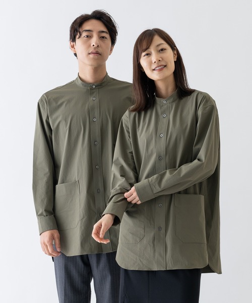 BRICK & SONS（ブリックアンドサンズ）の「CORDURAリップストップ リラックスバンドカラーシャツ＜カーキグリーン＞（シャツ/ブラウス・メンズ・カーキ・LL/S/M/L/XS）」の16枚目の写真