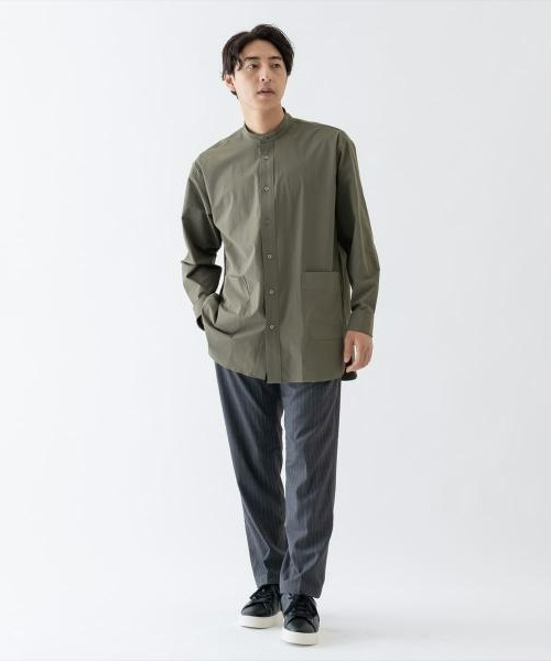 BRICK & SONS（ブリックアンドサンズ）の「CORDURAリップストップ リラックスバンドカラーシャツ＜カーキグリーン＞（シャツ/ブラウス・メンズ・カーキ・LL/S/M/L/XS）」の14枚目の写真
