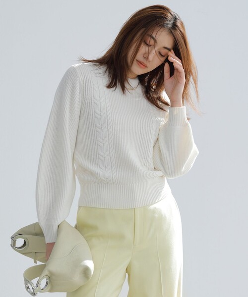 ANY SIS(エニィスィス)の「【洗える】スフレケーブルパフスリーブ ニット(ニット/セーター・レディース・ピンク系/スカイブルー系/ライトイエロー系/オレンジ系/ライトグレー系/アイボリー系・2)」の4枚目の写真