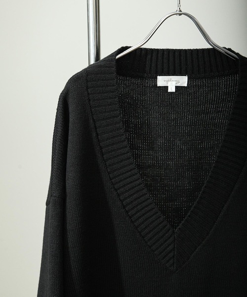 NILWAY（ニルウェイ）の「Vネックリブニットルーズプルオーバー/セットアップ着用可能（ニット/セーター・メンズ・ブラック/ダークブラウン/チャコール・MEDIUM/LARGE）」の7枚目の写真