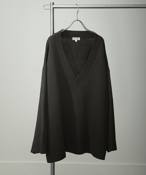 NILWAY（ニルウェイ）の「Vネックリブニットルーズプルオーバー/セットアップ着用可能（ニット/セーター・メンズ・ブラック/ダークブラウン/チャコール・MEDIUM/LARGE）」の16枚目の写真