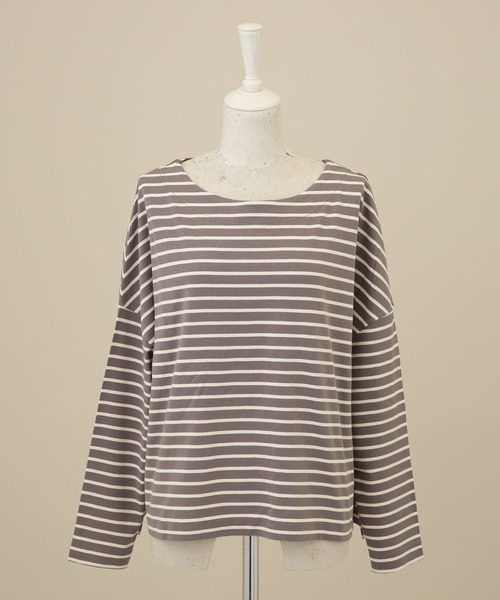 NANO universe(ナノユニバース)の「LB.04/WEB限定 ボーダーワイドドロップトップス(Tシャツ/カットソー・レディース・ブラック/ブラウン/グレー系その他4/ネイビー/オフホワイト/ブルー・FREE)」の21枚目の写真