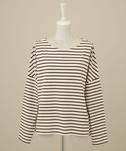 NANO universe(ナノユニバース)の「LB.04/WEB限定 ボーダーワイドドロップトップス(Tシャツ/カットソー・レディース・ブラック/ブラウン/グレー系その他4/ネイビー/オフホワイト/ブルー・FREE)」の16枚目の写真