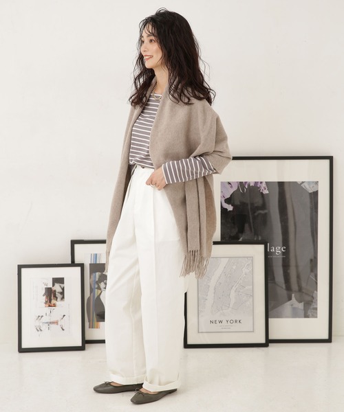 NANO universe(ナノユニバース)の「LB.04/WEB限定 ボーダーワイドドロップトップス(Tシャツ/カットソー・レディース・ブラック/ブラウン/グレー系その他4/ネイビー/オフホワイト/ブルー・FREE)」の18枚目の写真