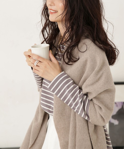 NANO universe(ナノユニバース)の「LB.04/WEB限定 ボーダーワイドドロップトップス(Tシャツ/カットソー・レディース・ブラック/ブラウン/グレー系その他4/ネイビー/オフホワイト/ブルー・FREE)」の10枚目の写真