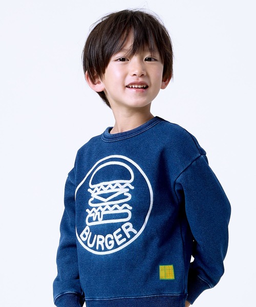 DILASH（ディラッシュ）の「デニム裏シャギートレーナー（スウェット・キッズ・ネイビー/ブルー・80/90/100/110/120/130/140）」の2枚目の写真