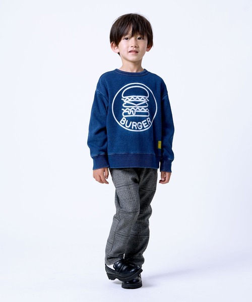 DILASH（ディラッシュ）の「デニム裏シャギートレーナー（スウェット・キッズ・ネイビー/ブルー・80/90/100/110/120/130/140）」の5枚目の写真