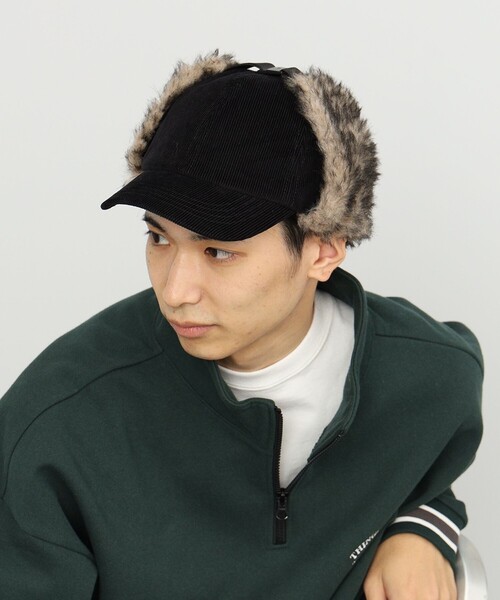 BEAMS HEART（ビームスハート）の「イヤー ファー コーデュロイ キャップ【ユニセックス】（キャップ・メンズ・ベージュ/ブラック・ONE SIZE）」の3枚目の写真