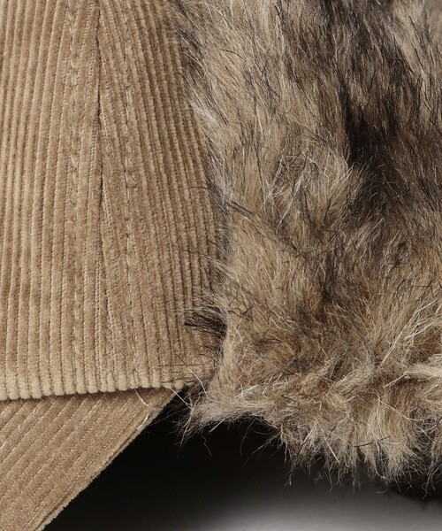 BEAMS HEART（ビームスハート）の「イヤー ファー コーデュロイ キャップ【ユニセックス】（キャップ・メンズ・ベージュ/ブラック・ONE SIZE）」の14枚目の写真