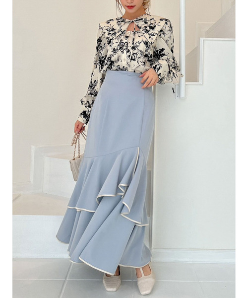 dazzlin(ダズリン)の「オープンリボンブラウス(シャツ/ブラウス・レディース・レッド/ベージュ/アイボリー/ブルー/オフホワイト・FREE)」の14枚目の写真