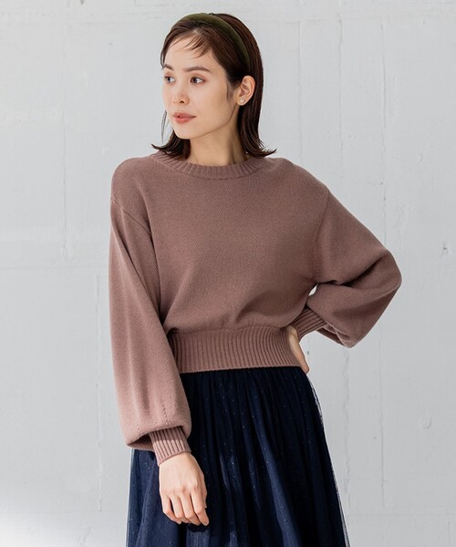 組曲(クミキョク)の「【洗える】カシミヤブレンドバルキー ニット(ニット/セーター・レディース・ピンク系/ダークグリーン系/アイボリー系/ブラウン系/ネイビー系・2/3)」の2枚目の写真