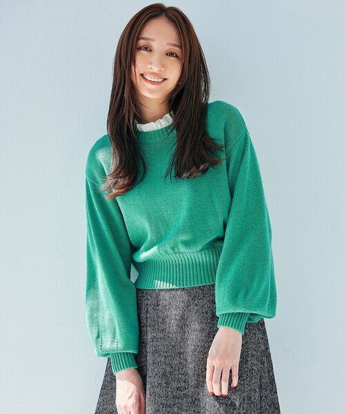 組曲(クミキョク)の「【洗える】カシミヤブレンドバルキー ニット(ニット/セーター・レディース・ピンク系/ダークグリーン系/アイボリー系/ブラウン系/ネイビー系・2/3)」の4枚目の写真