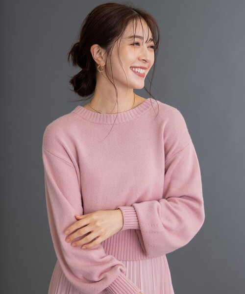 組曲(クミキョク)の「【洗える】カシミヤブレンドバルキー ニット(ニット/セーター・レディース・ピンク系/ダークグリーン系/アイボリー系/ブラウン系/ネイビー系・2/3)」の11枚目の写真