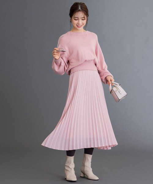 組曲(クミキョク)の「【洗える】カシミヤブレンドバルキー ニット(ニット/セーター・レディース・ピンク系/ダークグリーン系/アイボリー系/ブラウン系/ネイビー系・2/3)」の10枚目の写真