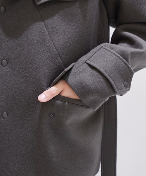 Scye(サイ)の「【Scye / サイ】Super140 Wool Melton Motorcycle Jacket / スーパー140ウールメルトンモーターサイクルジャケット(ライダースジャケット・メンズ・グリーン・38/36)」の4枚目の写真