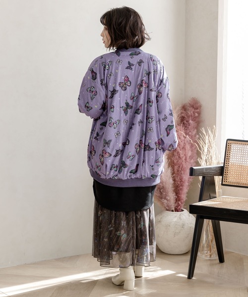 ScoLar（スカラー）の「123738：蝶宇宙柄裏フランネルブルゾン