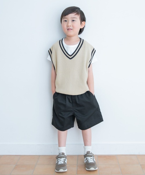 URBAN RESEARCH DOORS（アーバンリサーチドアーズ）の「『親子リンク』Vネック片畦ニットベスト(KIDS)（ベスト・キッズ・ナチュラル・105/120/135）」の2枚目の写真