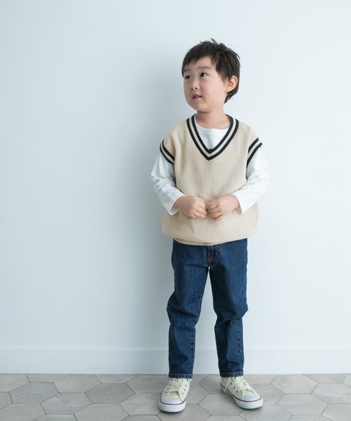 URBAN RESEARCH DOORS（アーバンリサーチドアーズ）の「『親子リンク』Vネック片畦ニットベスト(KIDS)（ベスト・キッズ・ナチュラル・105/120/135）」の5枚目の写真