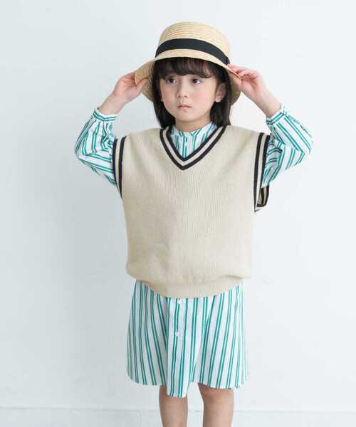 URBAN RESEARCH DOORS（アーバンリサーチドアーズ）の「『親子リンク』Vネック片畦ニットベスト(KIDS)（ベスト・キッズ・ナチュラル・105/120/135）」の7枚目の写真