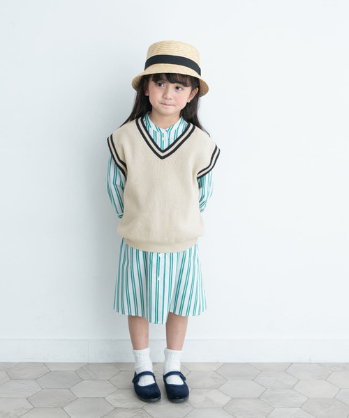 URBAN RESEARCH DOORS（アーバンリサーチドアーズ）の「『親子リンク』Vネック片畦ニットベスト(KIDS)（ベスト・キッズ・ナチュラル・105/120/135）」の8枚目の写真