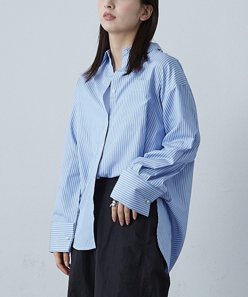 Shelly island（シェリーアイランド）の「袖パール釦シャツ（シャツ/ブラウス・レディース・ネイビー/ホワイト/ストライプ・M）」の22枚目の写真