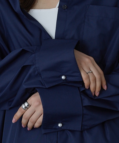 Shelly island（シェリーアイランド）の「袖パール釦シャツ（シャツ/ブラウス・レディース・ネイビー/ホワイト/ストライプ・M）」の15枚目の写真