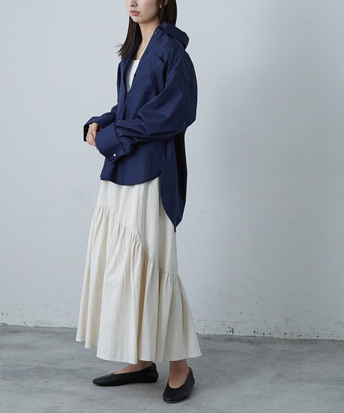 Shelly island（シェリーアイランド）の「袖パール釦シャツ（シャツ/ブラウス・レディース・ネイビー/ホワイト/ストライプ・M）」の14枚目の写真