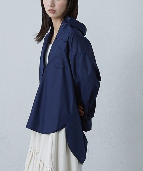 Shelly island（シェリーアイランド）の「袖パール釦シャツ（シャツ/ブラウス・レディース・ネイビー/ホワイト/ストライプ・M）」の12枚目の写真