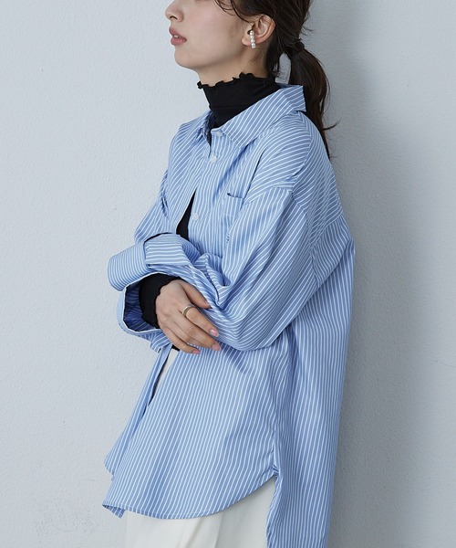 Shelly island（シェリーアイランド）の「袖パール釦シャツ（シャツ/ブラウス・レディース・ネイビー/ホワイト/ストライプ・M）」の18枚目の写真