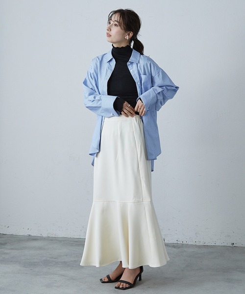 Shelly island（シェリーアイランド）の「袖パール釦シャツ（シャツ/ブラウス・レディース・ネイビー/ホワイト/ストライプ・M）」の19枚目の写真