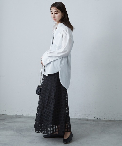 Shelly island（シェリーアイランド）の「袖パール釦シャツ（シャツ/ブラウス・レディース・ネイビー/ホワイト/ストライプ・M）」の6枚目の写真