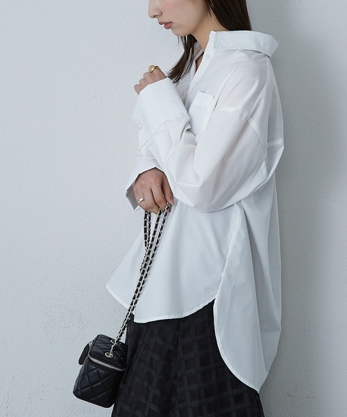 Shelly island（シェリーアイランド）の「袖パール釦シャツ（シャツ/ブラウス・レディース・ネイビー/ホワイト/ストライプ・M）」の5枚目の写真