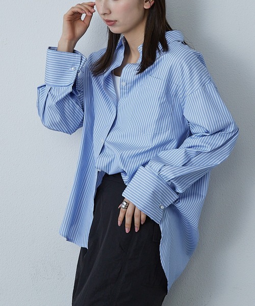 Shelly island（シェリーアイランド）の「袖パール釦シャツ（シャツ/ブラウス・レディース・ネイビー/ホワイト/ストライプ・M）」の20枚目の写真