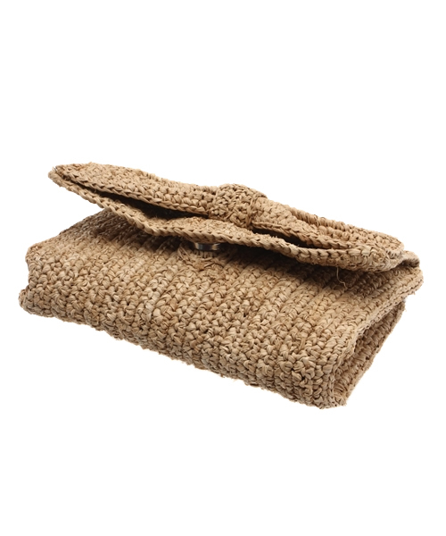 La TOTALITE（ラトータリテ）の「Le voyage en panie リボンラフィアクラッチ。（ショルダーバッグ・レディース・グレー/ベージュ・FREE）」の5枚目の写真