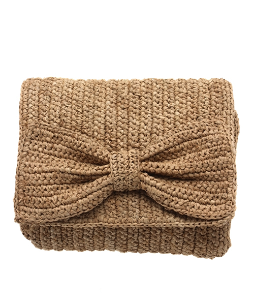 La TOTALITE（ラトータリテ）の「Le voyage en panie リボンラフィアクラッチ。（ショルダーバッグ・レディース・グレー/ベージュ・FREE）」の10枚目の写真