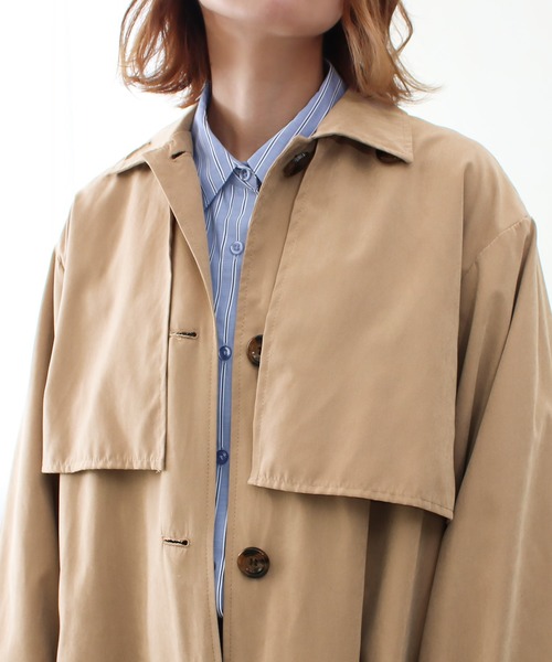 Social GIRL（ソーシャルガール）の「2WAY ロングトレンチコート ステンカラーコート スタンドカラーコート（トレンチコート・レディース・グレイッシュベージュ/サンドベージュ/マスタード/ベージュ/ネイビー・L/M）」の13枚目の写真