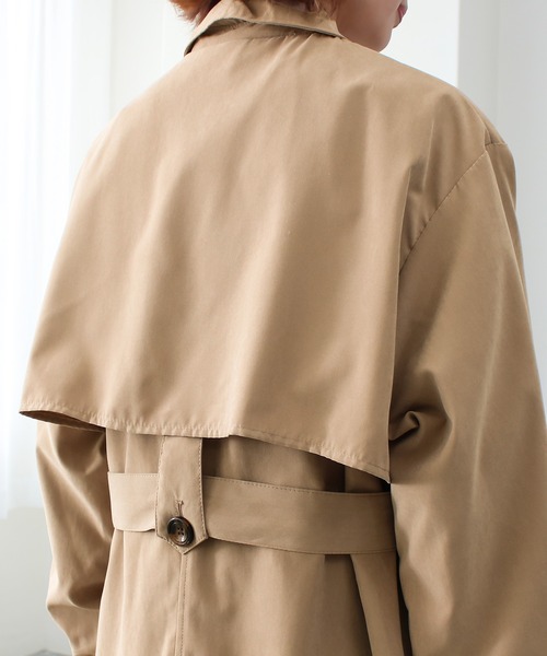 Social GIRL（ソーシャルガール）の「2WAY ロングトレンチコート ステンカラーコート スタンドカラーコート（トレンチコート・レディース・グレイッシュベージュ/サンドベージュ/マスタード/ベージュ/ネイビー・L/M）」の18枚目の写真