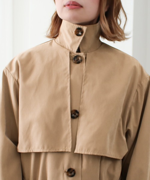 Social GIRL（ソーシャルガール）の「2WAY ロングトレンチコート ステンカラーコート スタンドカラーコート（トレンチコート・レディース・グレイッシュベージュ/サンドベージュ/マスタード/ベージュ/ネイビー・L/M）」の16枚目の写真