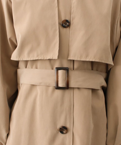 Social GIRL（ソーシャルガール）の「2WAY ロングトレンチコート ステンカラーコート スタンドカラーコート（トレンチコート・レディース・グレイッシュベージュ/サンドベージュ/マスタード/ベージュ/ネイビー・L/M）」の17枚目の写真