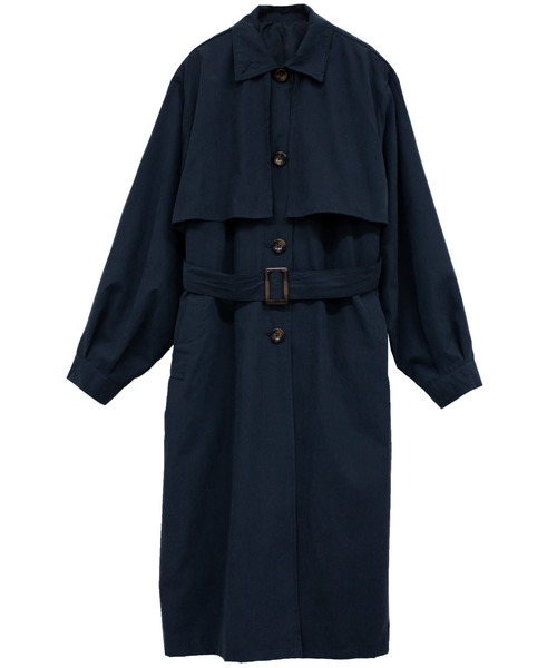 Social GIRL（ソーシャルガール）の「2WAY ロングトレンチコート ステンカラーコート スタンドカラーコート（トレンチコート・レディース・グレイッシュベージュ/サンドベージュ/マスタード/ベージュ/ネイビー・L/M）」の8枚目の写真