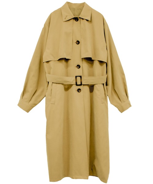Social GIRL（ソーシャルガール）の「2WAY ロングトレンチコート ステンカラーコート スタンドカラーコート（トレンチコート・レディース・グレイッシュベージュ/サンドベージュ/マスタード/ベージュ/ネイビー・L/M）」の10枚目の写真