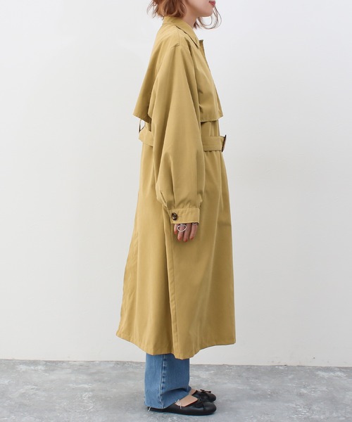 Social GIRL（ソーシャルガール）の「2WAY ロングトレンチコート ステンカラーコート スタンドカラーコート（トレンチコート・レディース・グレイッシュベージュ/サンドベージュ/マスタード/ベージュ/ネイビー・L/M）」の22枚目の写真