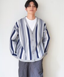 【洗濯機で洗える／吸水速乾】NOBLE PRODUCT ノーブルプロダクト 総柄ニットカーディガン【UVカット】