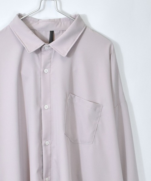 おしゃれスタ(オシャレスタ)の「ポリストレッチドロップショルダーシャツ【IR】 レディース メンズ(シャツ/ブラウス・メンズ・パープル/ブラック/チャコールグレー/ホワイト/ネイビー/サックスブルー/グレイッシュベージュ/グリーン・M/L/XL)」の4枚目の写真
