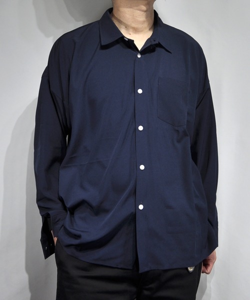 おしゃれスタ(オシャレスタ)の「ポリストレッチドロップショルダーシャツ【IR】 レディース メンズ(シャツ/ブラウス・メンズ・パープル/ブラック/チャコールグレー/ホワイト/ネイビー/サックスブルー/グレイッシュベージュ/グリーン・M/L/XL)」の10枚目の写真